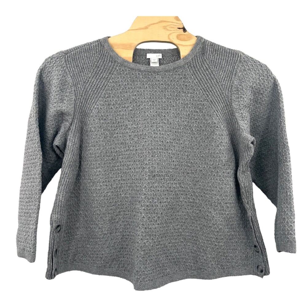J Jill Womens Acrylic Blend Sweater Crew Neck Pullover Gray Plus Size 1X